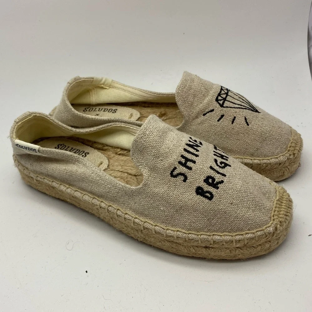 Soludos x‎ Marc John Beige Cream  Flat Slip-on  Espadrilles women’s size 5